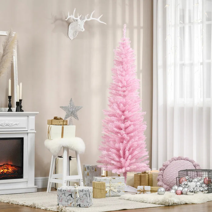 Warmtewereld Roze smalle kerstboom zonder verlichting, 180 cm