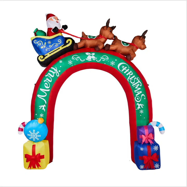 Opblaasbare kerstboog met rendieren en slee