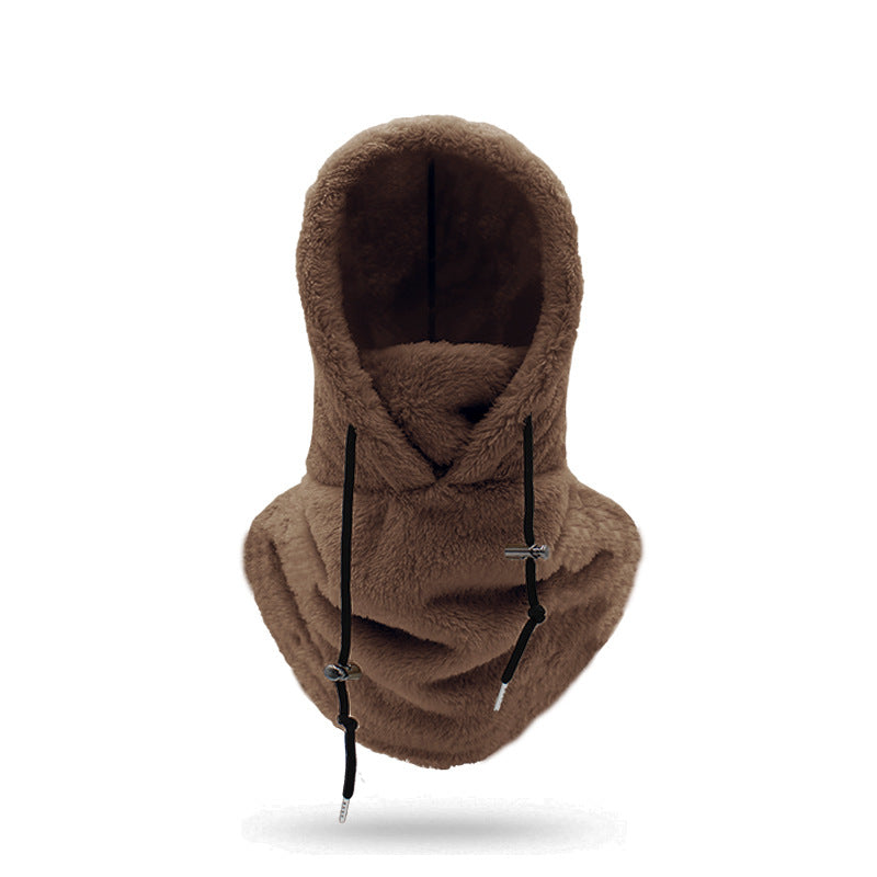 Pluche bivakmuts met nekwarmer