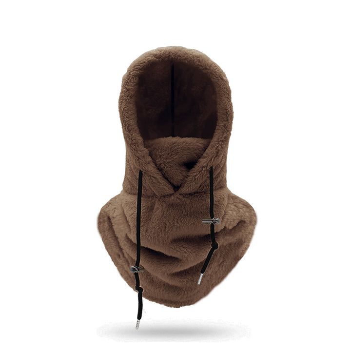 Pluche bivakmuts met nekwarmer