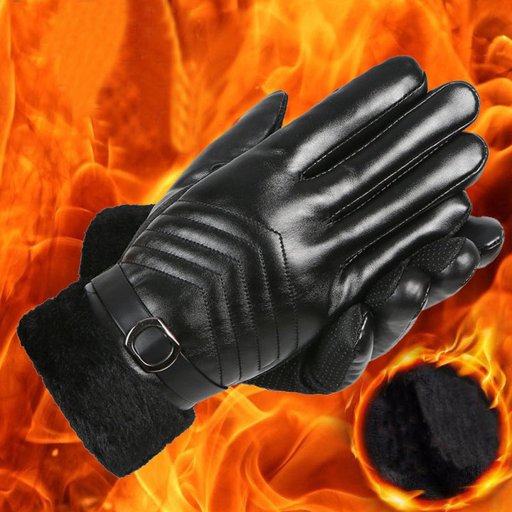 Zwarte gevoerde handschoenen van imitatieleer