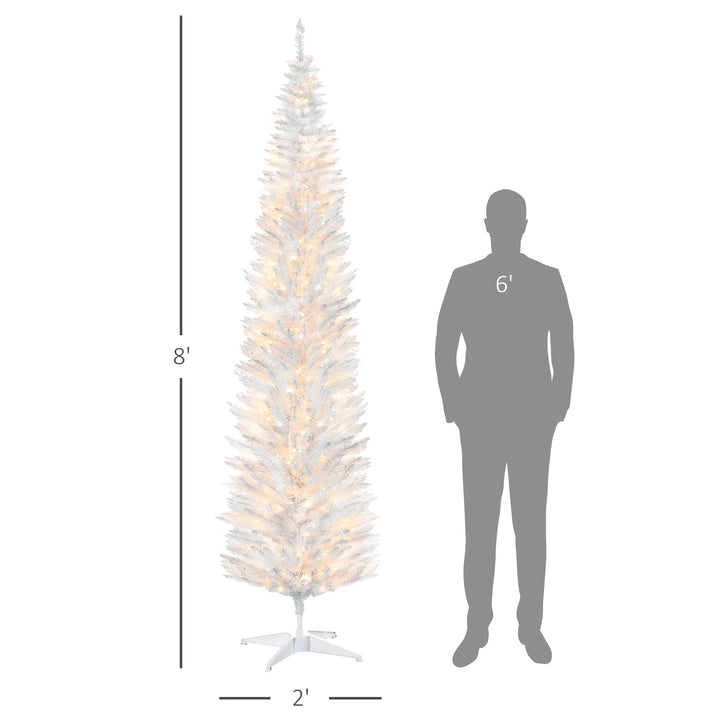 Witte smalle kerstboom met warmwitte lichtjes