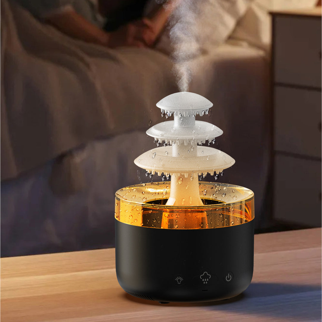 Luchtbevochtiger en aroma diffuser met regenwolk en 7 kleuren