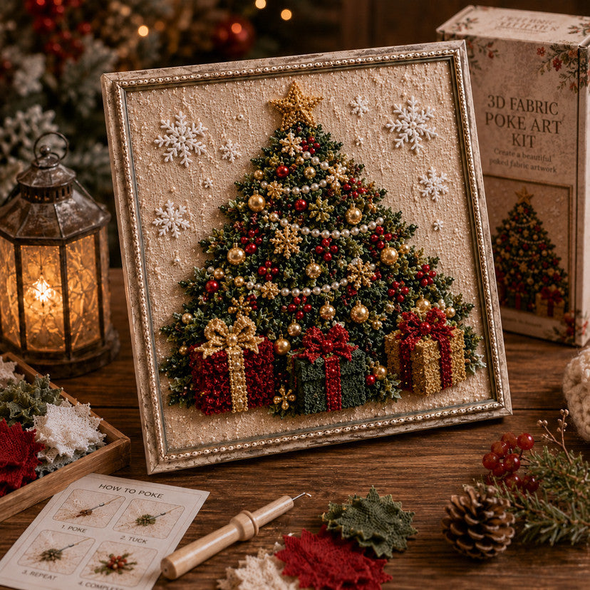 3D stoffen kerstplaatje met sneeuwpop in lijst