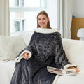 Warmtewereld™ Verwarmde deken met mouwen en voetenzak van sherpa fleece