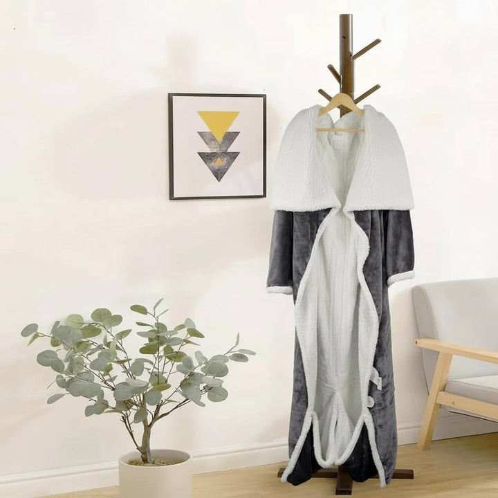 Warmtewereld™ Verwarmde deken met mouwen en voetenzak van sherpa fleece