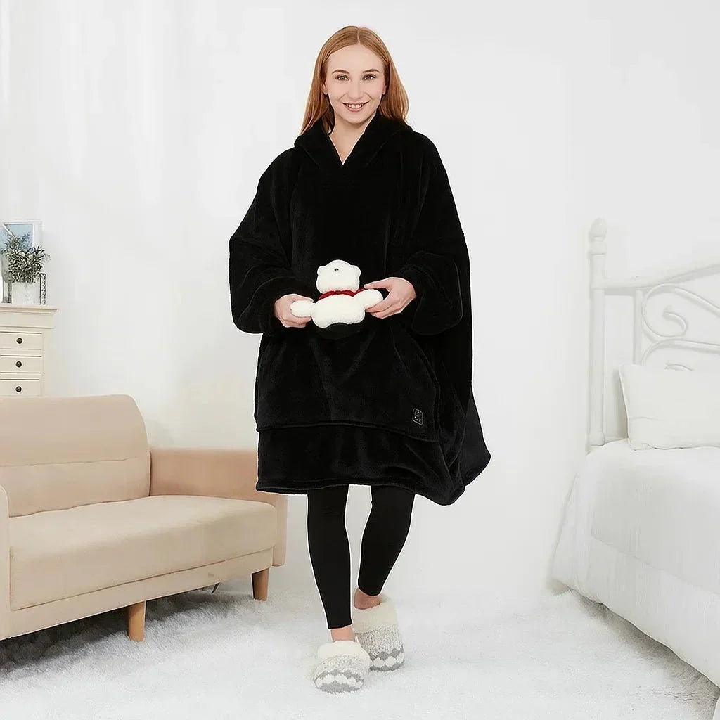 Warmtewereld™ USB-verwarmde deken met capuchon van zachte flanel