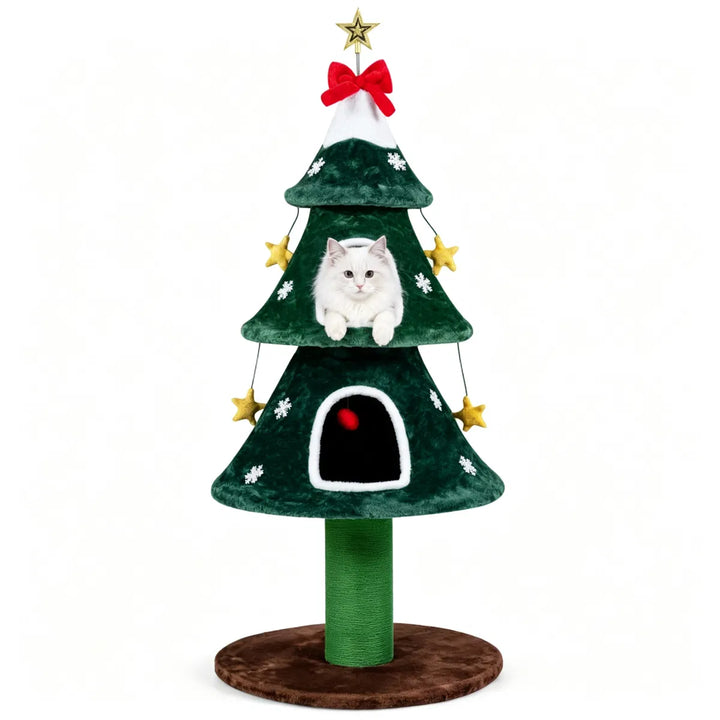 Kerst-kattenboom met sisal en pluche holen
