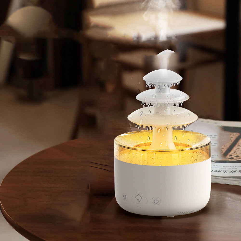 Luchtbevochtiger en aroma diffuser met regenwolk en 7 kleuren