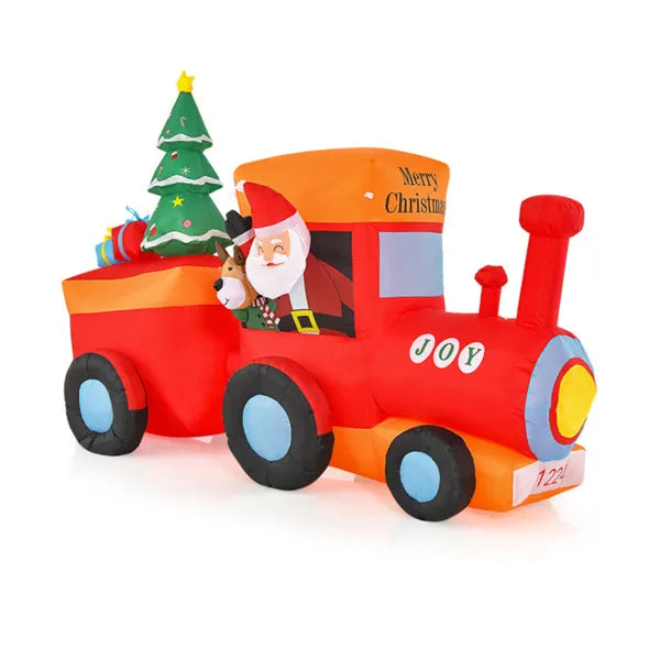 Warmtewereld Opblaasbare kersttrein 262 cm met kerstman en rendier