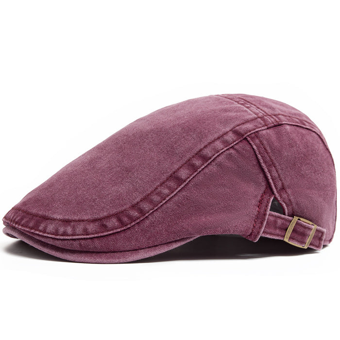 Warmtewereld Denim flatcap in washed look met gesp
