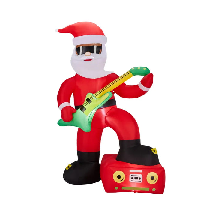 Warmtewereld Opblaasbare rockende kerstman met gitaar 220 cm