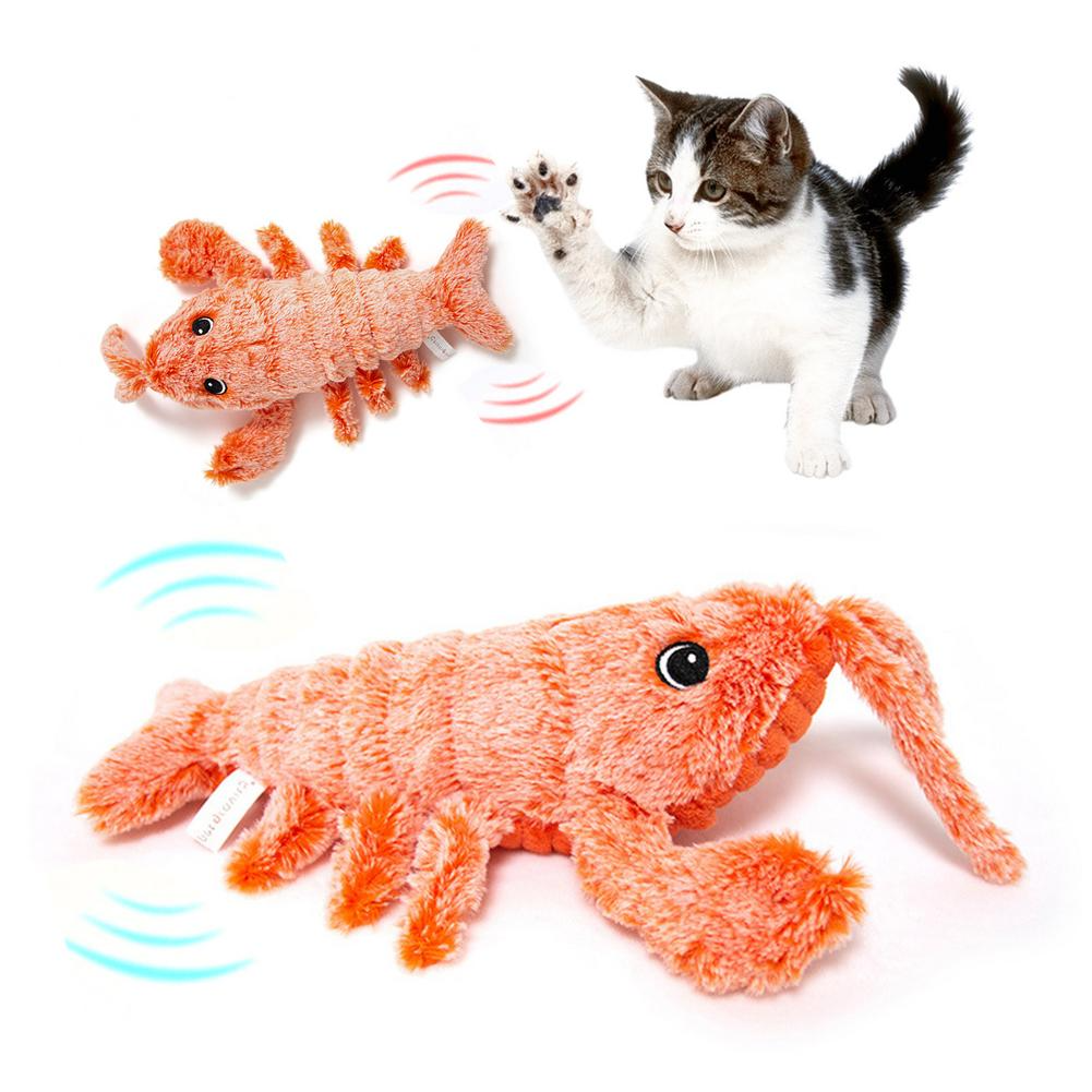 Oranje pluche kreeft kattenspeelgoed