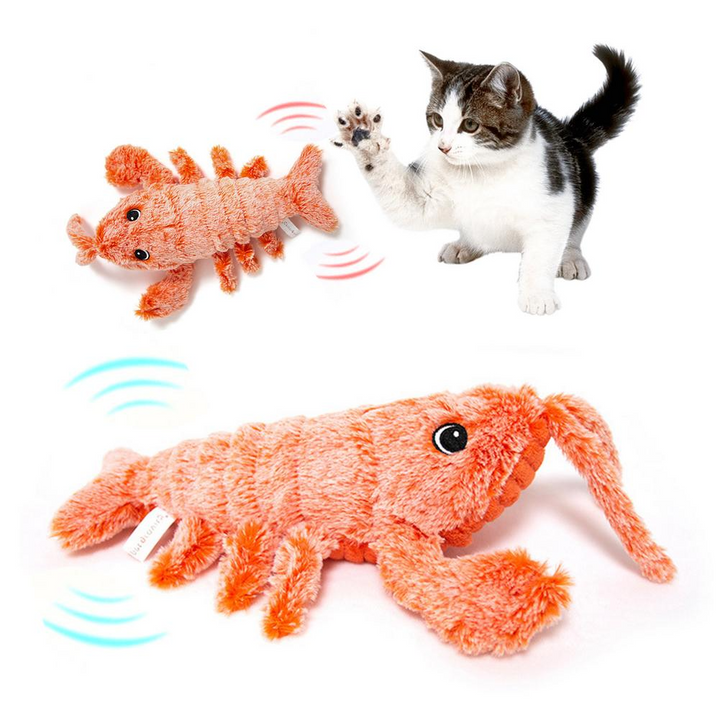 Oranje pluche kreeft kattenspeelgoed