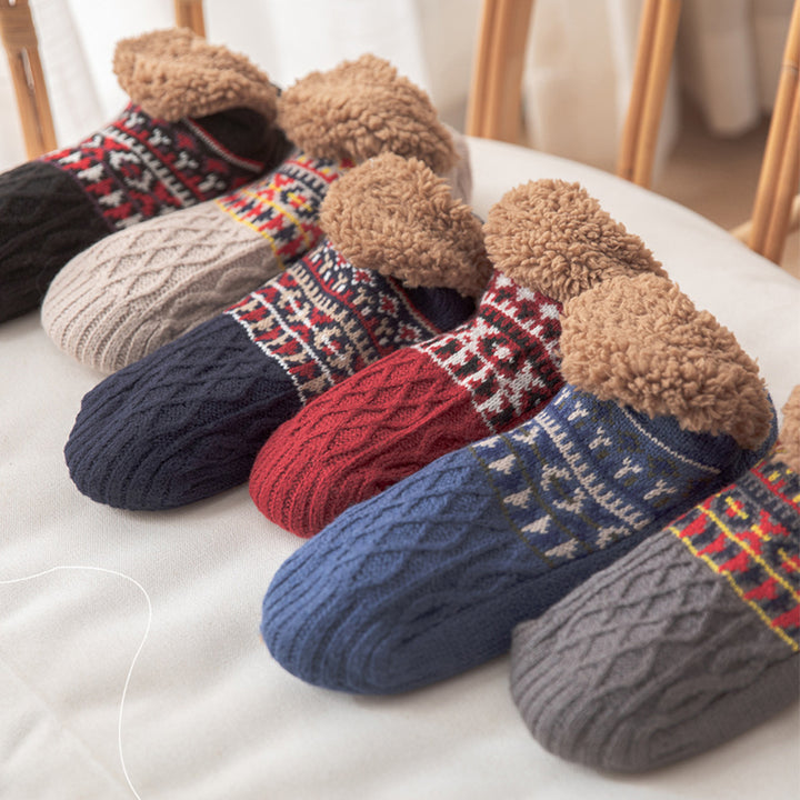 Gebreide huissokken met fleece boord