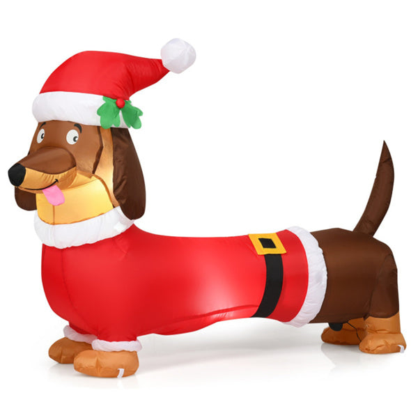 Opblaasbare teckel in kerstmanpak