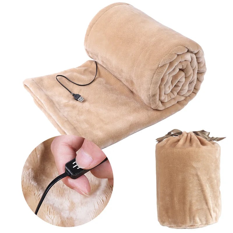 Warmtewereld™ USB-verwarmde pluche deken met opbergzak