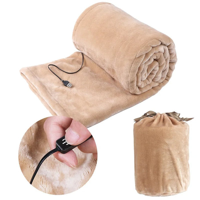 Warmtewereld™ USB-verwarmde pluche deken met opbergzak