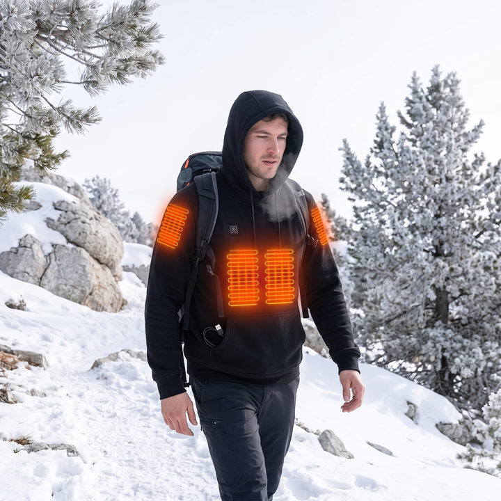 Warmtewereld™ Verwarmde hoodie met warmte op borst en rug