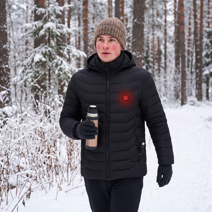 Warmtewereld™ Verwarmde unisex jas met 9 warmtezones en afneembare capuchon