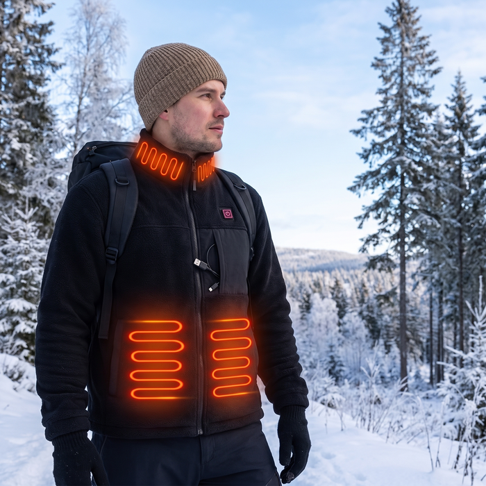 Warmtewereld™ Verwarmde fleecejas met 4 warmtezones en USB