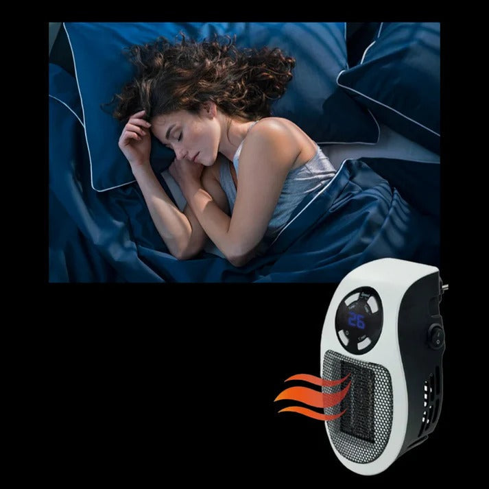 Warmtewereld™ Mini stopcontactkachel met display, timer en draaistekker