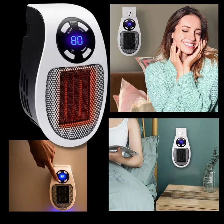 Warmtewereld™ Mini stopcontactkachel met display, timer en draaistekker
