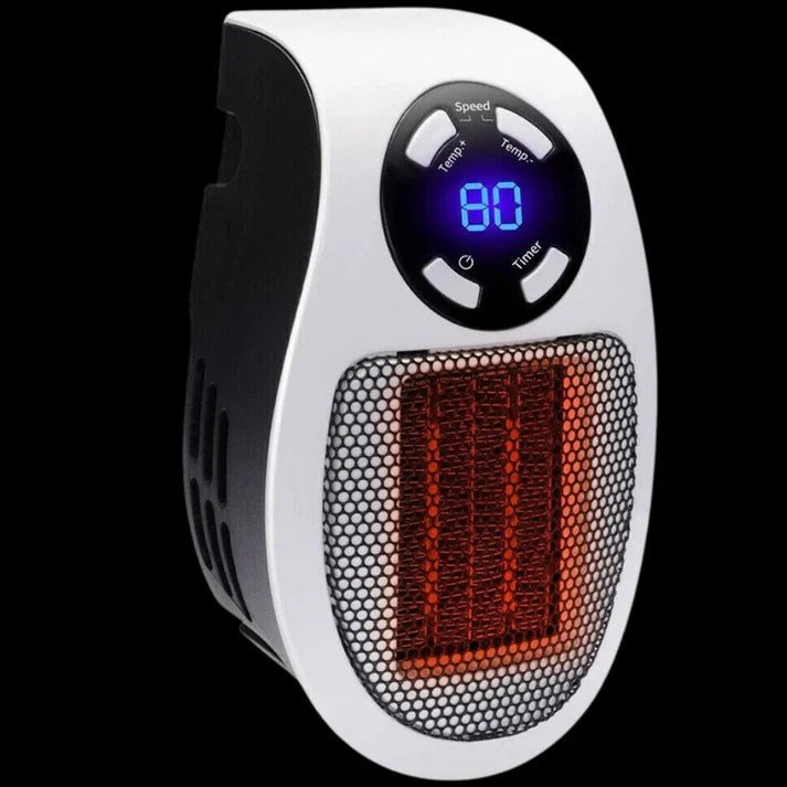 Warmtewereld™ Mini stopcontactkachel met display, timer en draaistekker