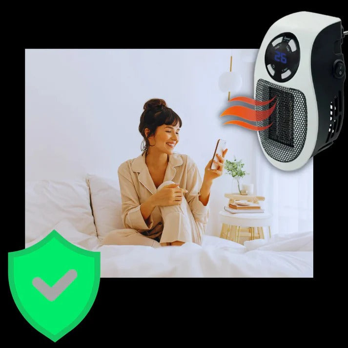 Warmtewereld™ Mini stopcontactkachel met display, timer en draaistekker