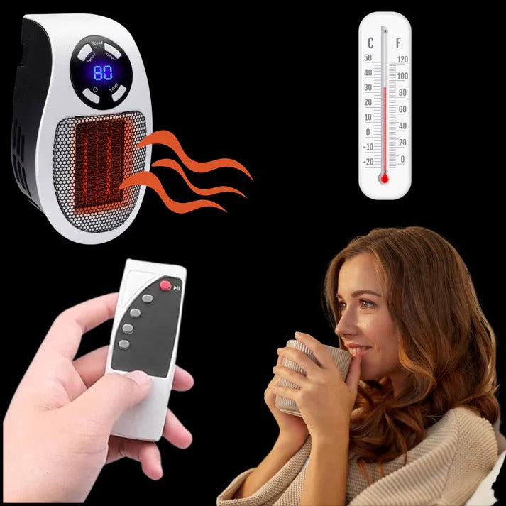 Warmtewereld™ Mini stopcontactkachel met display, timer en draaistekker