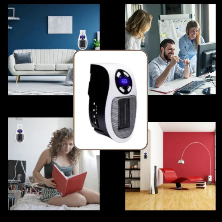 Warmtewereld™ Mini stopcontactkachel met display, timer en draaistekker