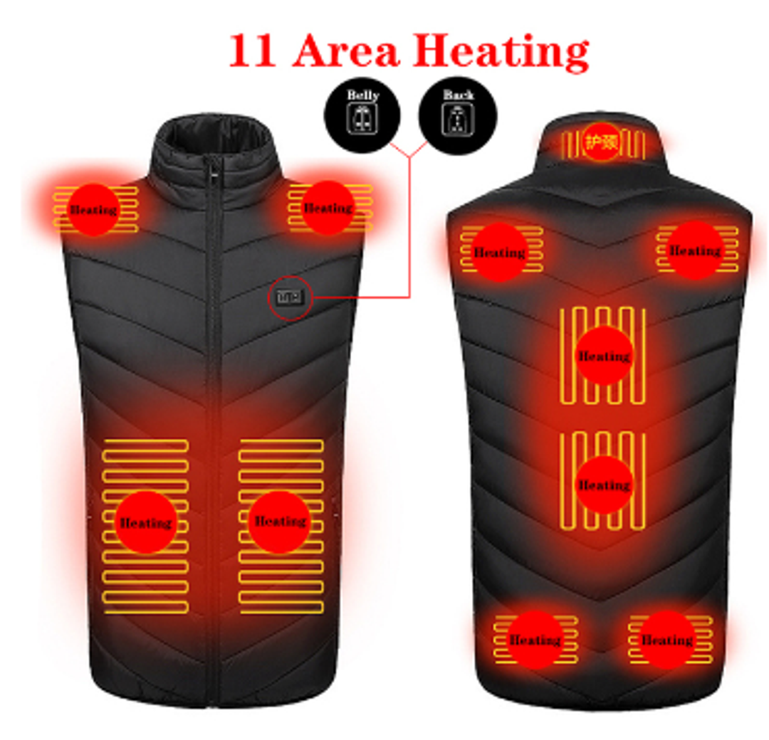 Warmtewereld™ Verwarmde bodywarmer van wind- en waterdicht nylon met nekwarmte