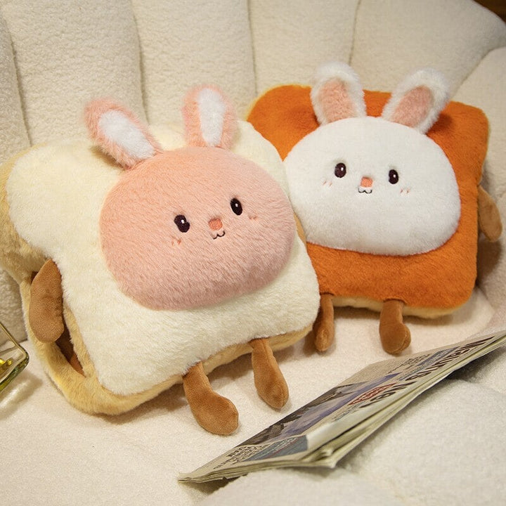 Warmtewereld™ Zachte pluche handwarmer als toast met schattig dier