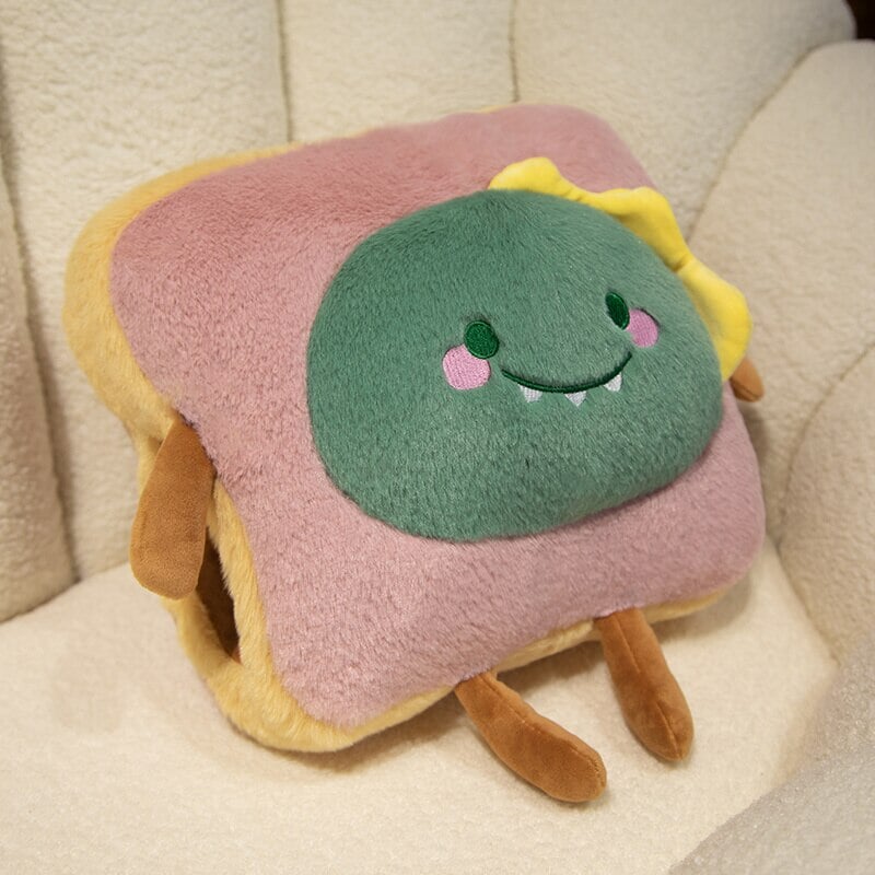 Warmtewereld™ Zachte pluche handwarmer als toast met schattig dier