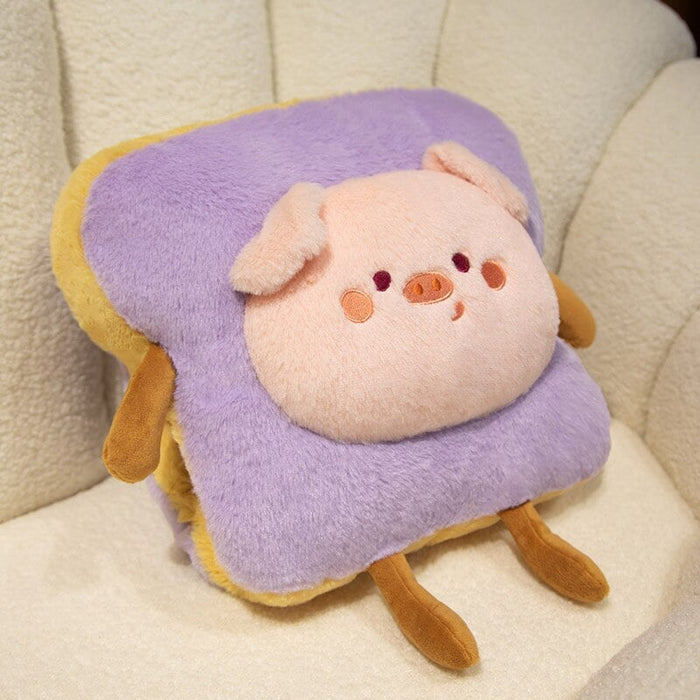 Warmtewereld™ Zachte pluche handwarmer als toast met schattig dier