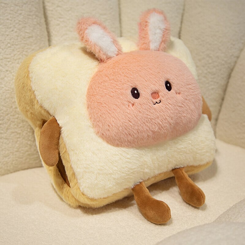 Warmtewereld™ Zachte pluche handwarmer als toast met schattig dier