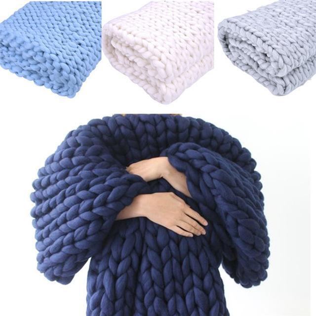Warmtewereld™ Handgemaakte grofgebreide plaid – zacht en warm voor de bank