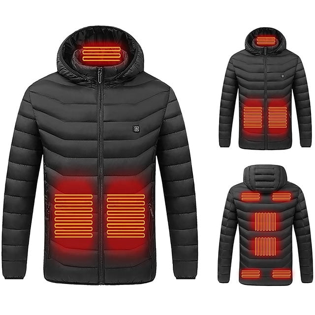 Warmtewereld™ Verwarmde pufferjas met 9 warmtezones en capuchon