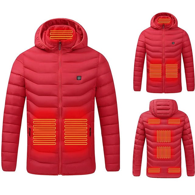 Warmtewereld™ Verwarmde pufferjas met 9 warmtezones en capuchon