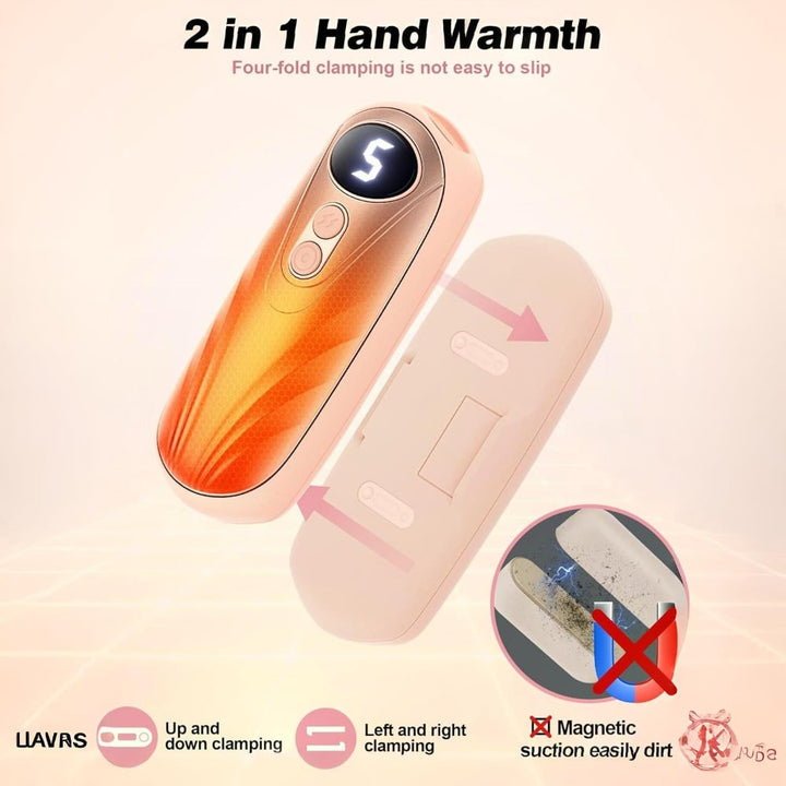 Warmtewereld™ Oplaadbare handwarmers met led en vijf warmtestanden, set van 2