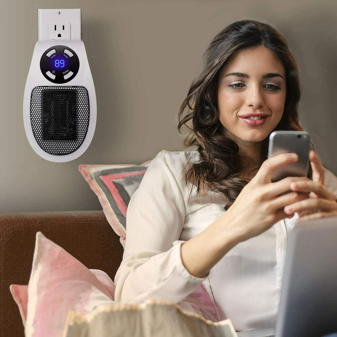 Warmtewereld™ Mini stopcontactkachel met afstandsbediening en timer